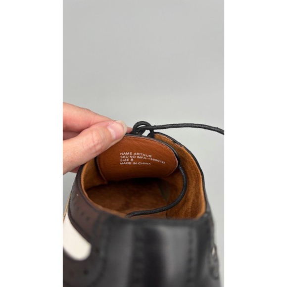 Mens sz. 8 Ferro Aldo Arthur Wingtip Oxford Black White Dress Shoes No Box - Picture 13 of 16